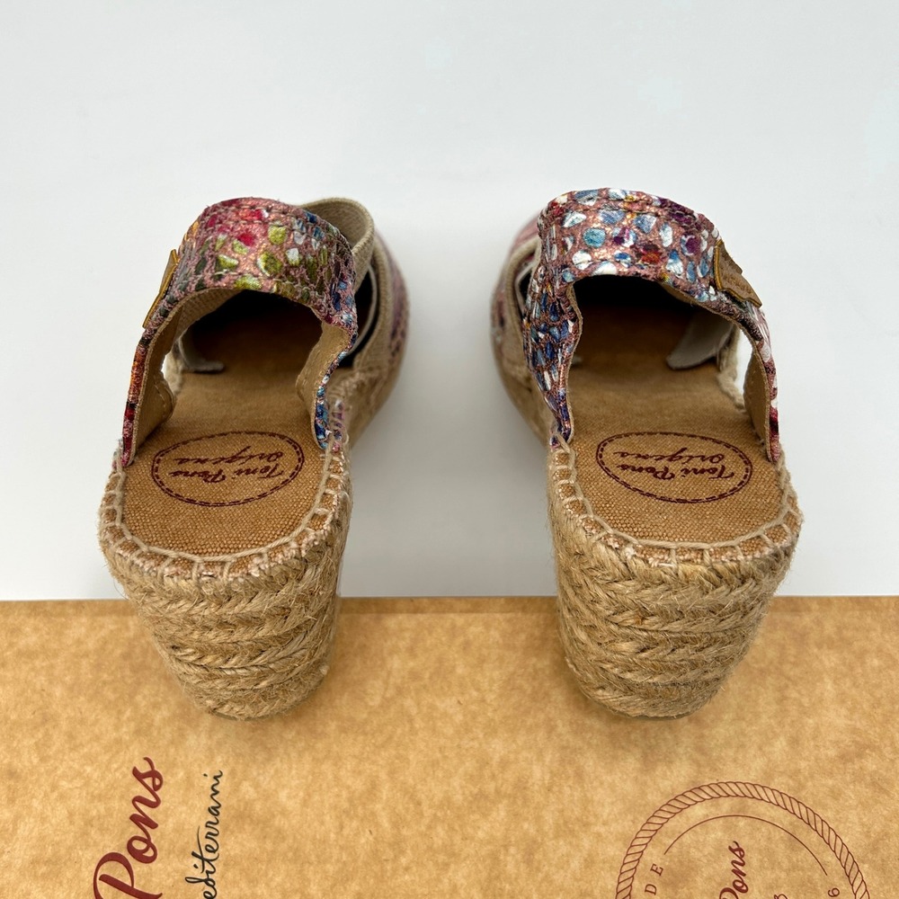 Wedge Espadrille Sandals Toni Pons Telva Womens Sz 6.5 Colorful Floral Print NEW - Picture 4 of 7